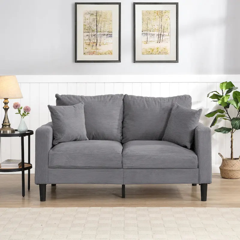 Modern Upholstered Sofa with 2 Pillows and High Density Foam Cushion, Wooden Frame for Home Lounge Area and Office