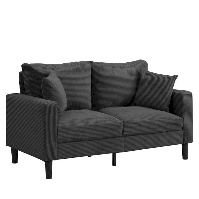 Modern Upholstered Sofa with 2 Pillows and High Density Foam Cushion, Wooden Frame for Home Lounge Area and Office
