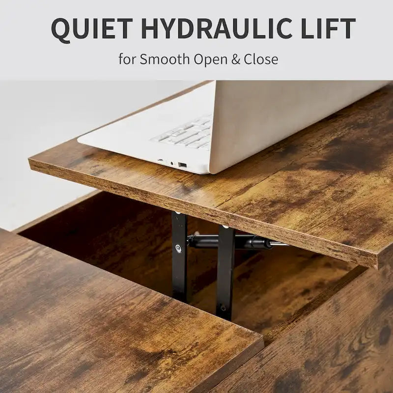Adjustable Lift-Top Coffee Table in Walnut or Grey with Storage