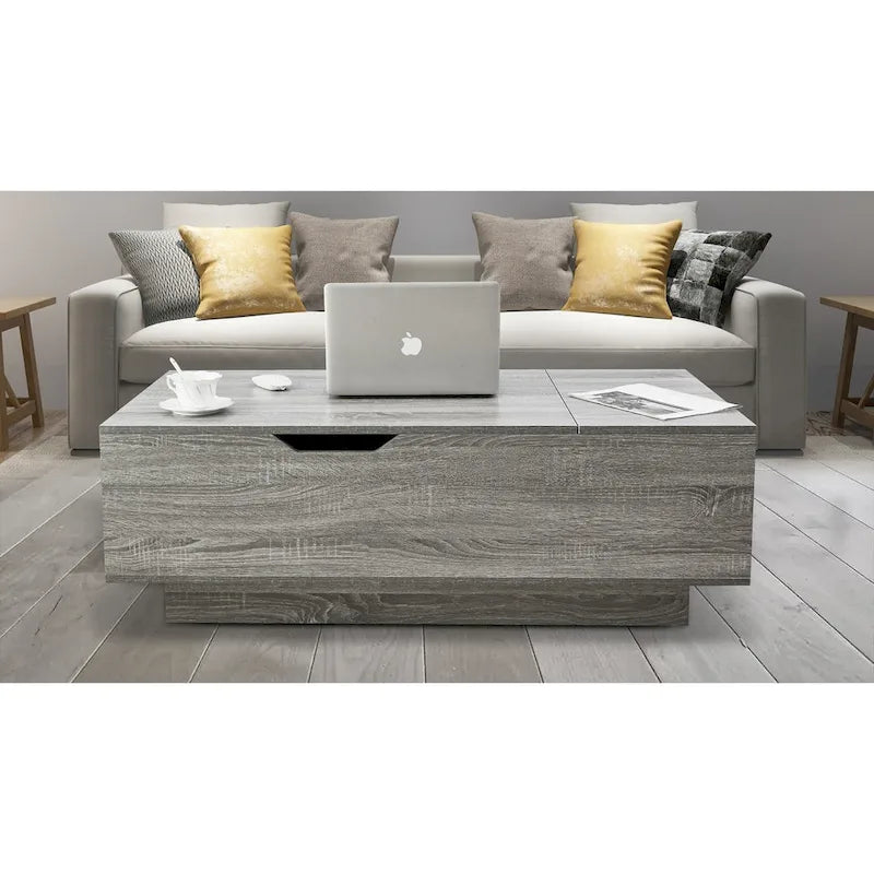 Adjustable Lift-Top Coffee Table in Walnut or Grey with Storage
