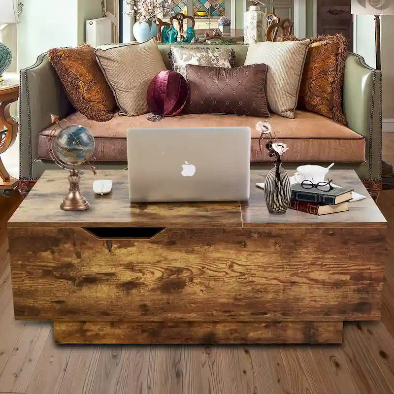 Adjustable Lift-Top Coffee Table in Walnut or Grey with Storage