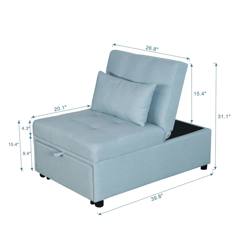 Multi-Functional Folding Ottoman Sofa Bed with Lounge Chair Conversion