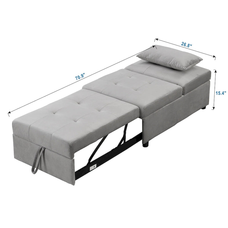 Multi-Functional Folding Ottoman Sofa Bed with Lounge Chair Conversion
