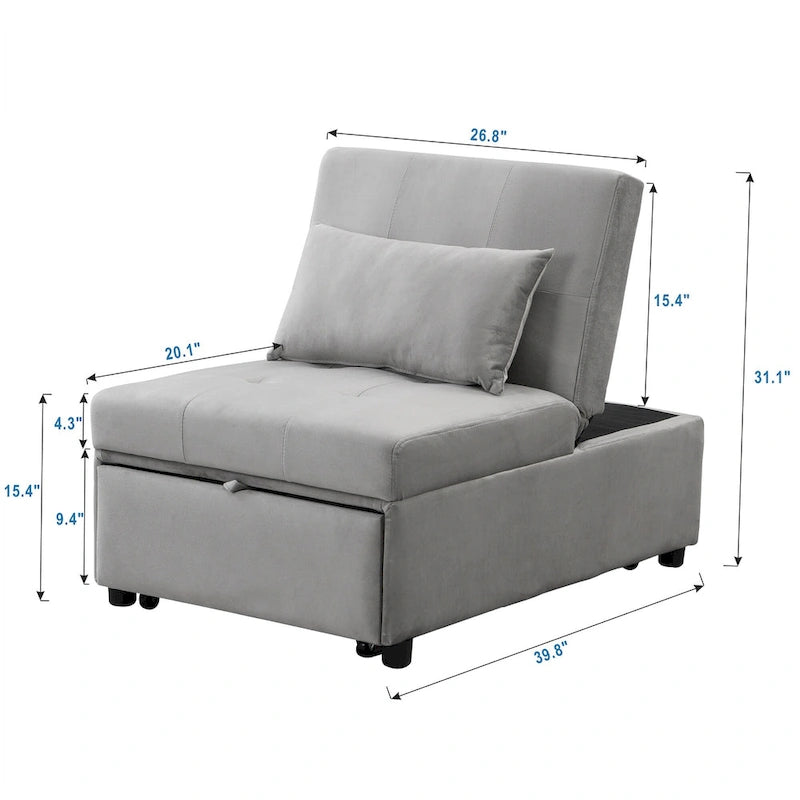 Multi-Functional Folding Ottoman Sofa Bed with Lounge Chair Conversion