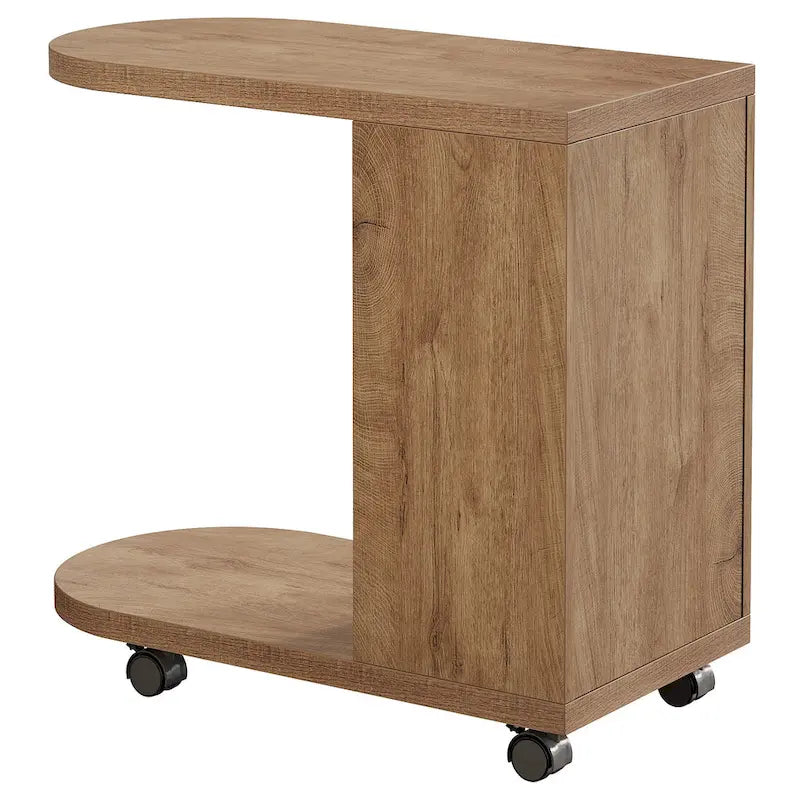 C-Shaped Sofa Side Table with Mobile Storage