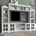 Entertainment Wall Unit with Bridge and Tempered Glass Doors
