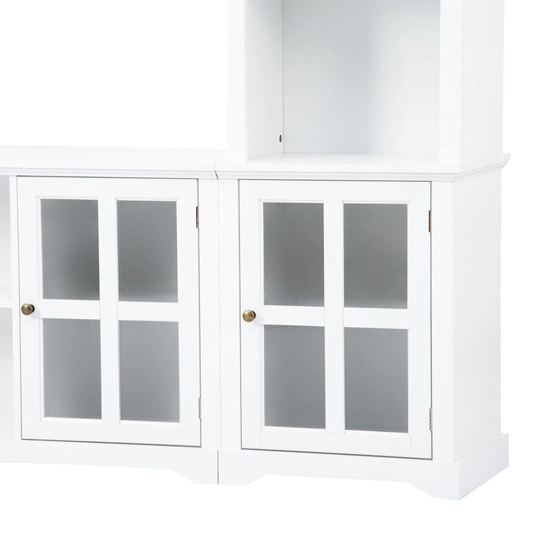 Entertainment Wall Unit with Bridge and Tempered Glass Doors