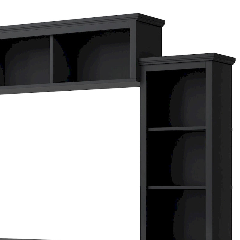Entertainment Wall Unit with Bridge and Tempered Glass Doors