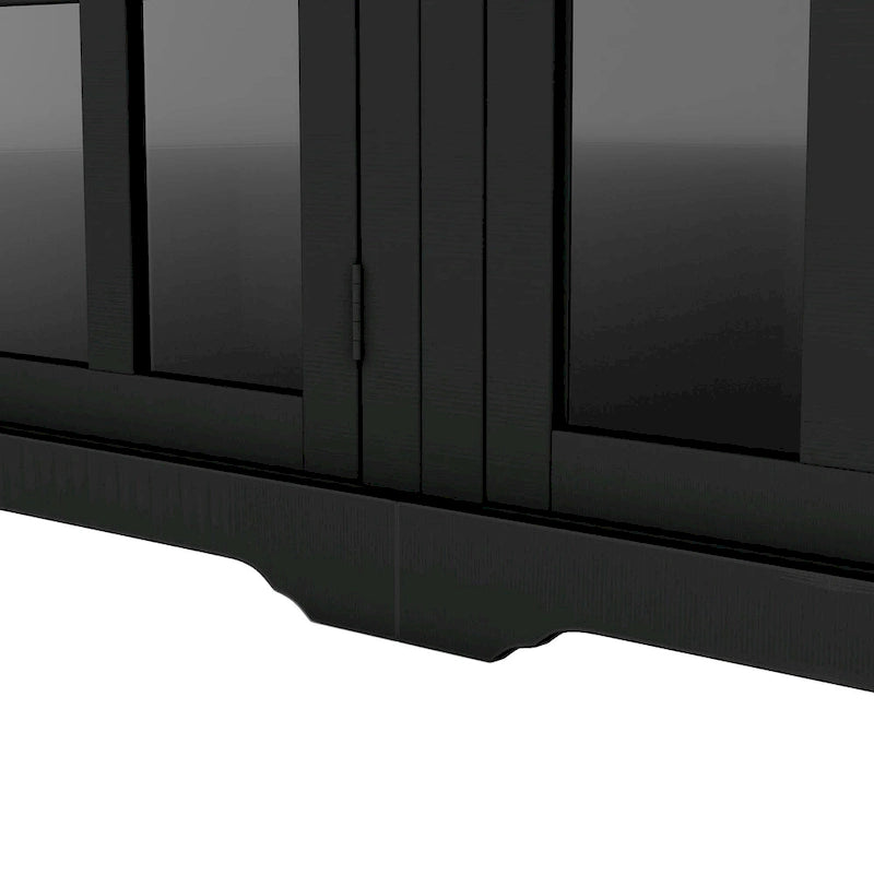 Entertainment Wall Unit with Bridge and Tempered Glass Doors