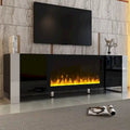 Modern 68.1-Inch Fireplace TV Stand with Two Storage Cabinets