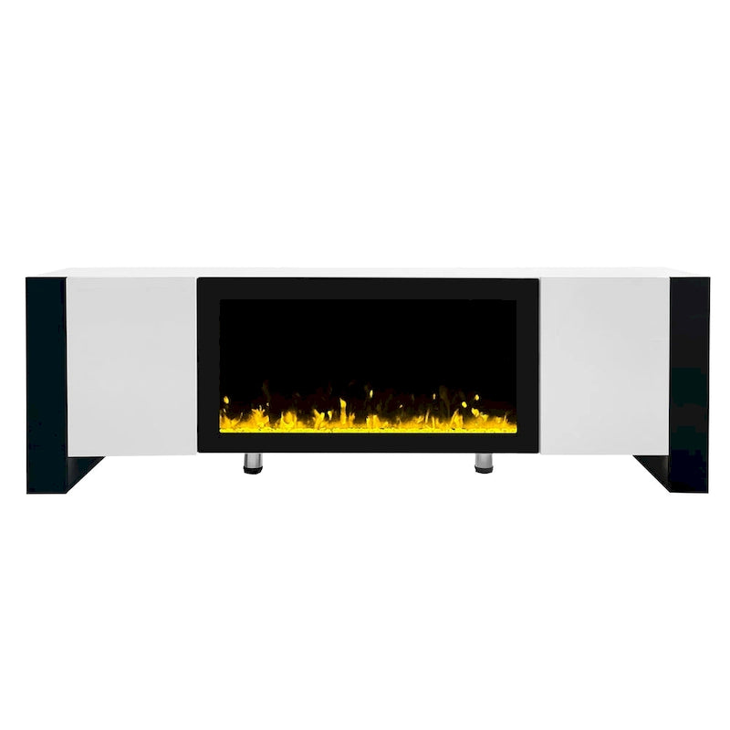 Modern 68.1-Inch Fireplace TV Stand with Two Storage Cabinets