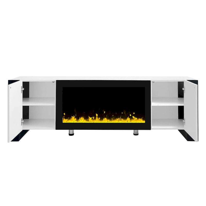 Modern 68.1-Inch Fireplace TV Stand with Two Storage Cabinets