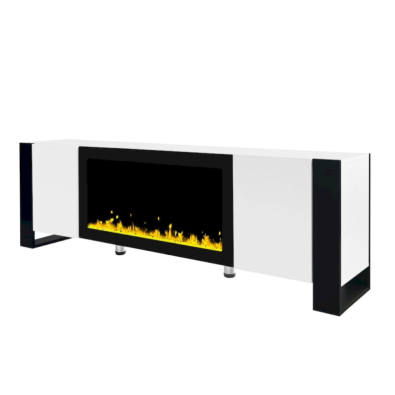 Modern 68.1-Inch Fireplace TV Stand with Two Storage Cabinets