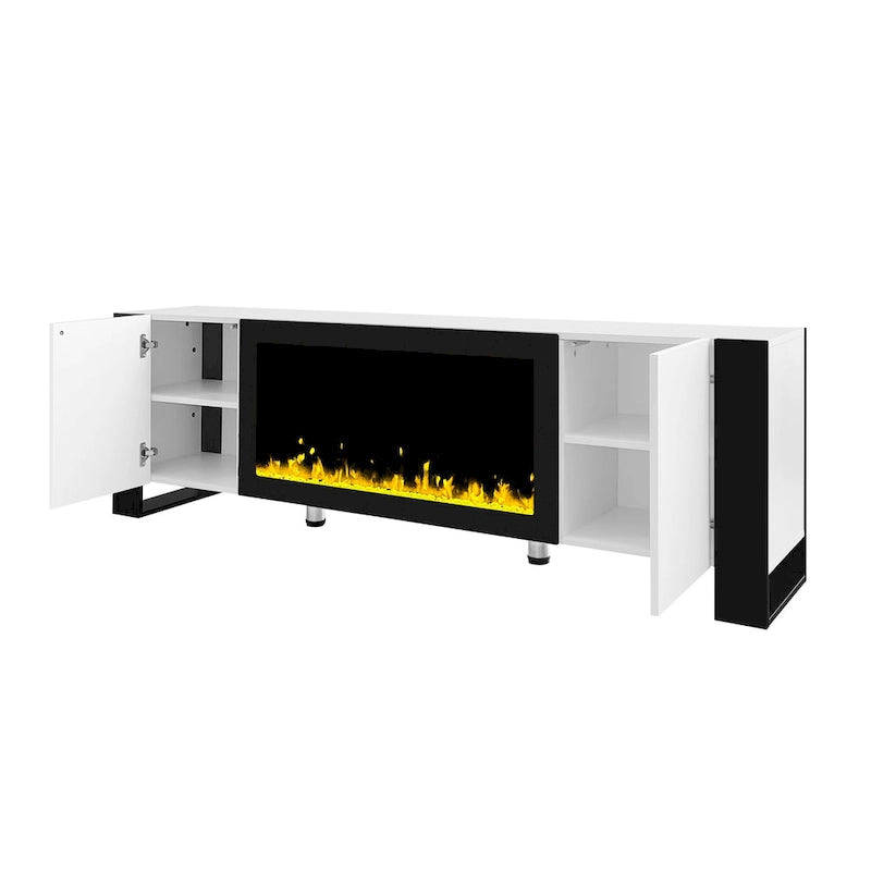 Modern 68.1-Inch Fireplace TV Stand with Two Storage Cabinets