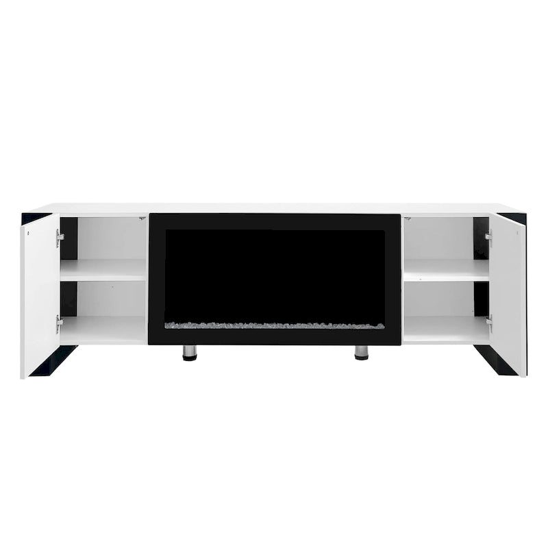 Modern 68.1-Inch Fireplace TV Stand with Two Storage Cabinets