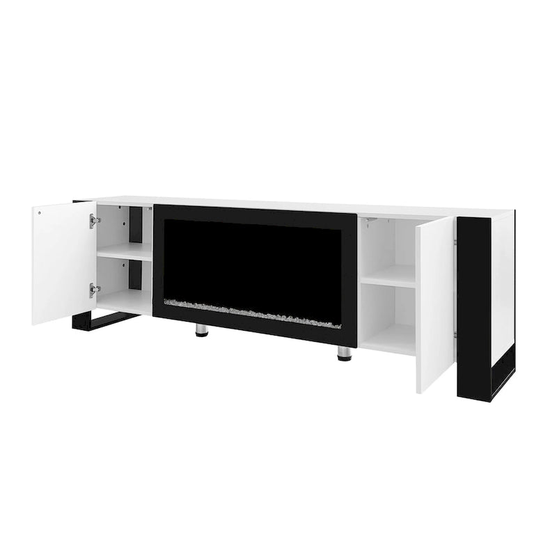 Modern 68.1-Inch Fireplace TV Stand with Two Storage Cabinets