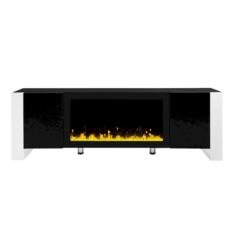 Modern 68.1-Inch Fireplace TV Stand with Two Storage Cabinets