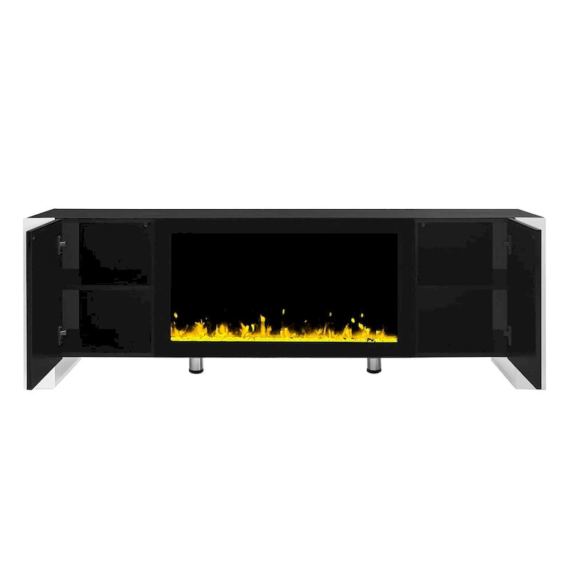 Modern 68.1-Inch Fireplace TV Stand with Two Storage Cabinets