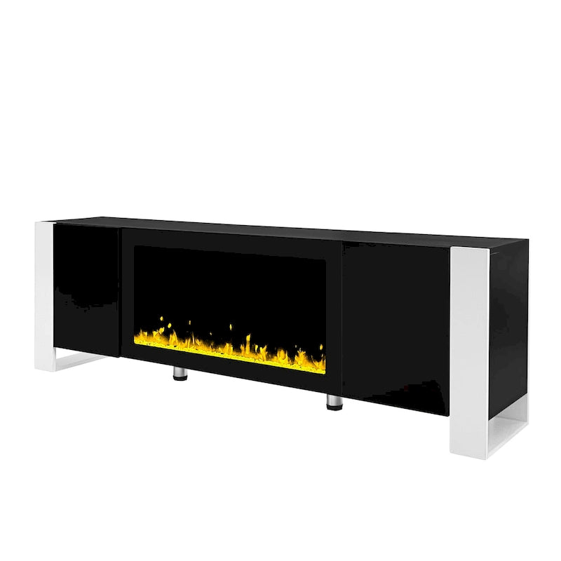 Modern 68.1-Inch Fireplace TV Stand with Two Storage Cabinets
