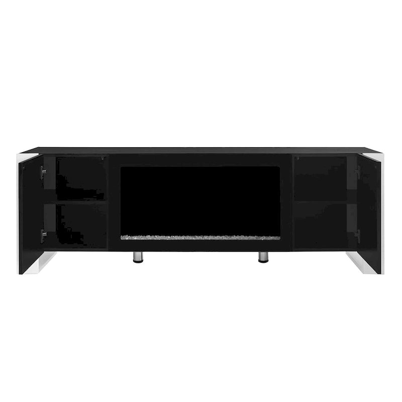 Modern 68.1-Inch Fireplace TV Stand with Two Storage Cabinets