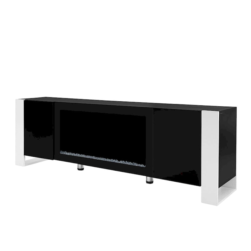 Modern 68.1-Inch Fireplace TV Stand with Two Storage Cabinets
