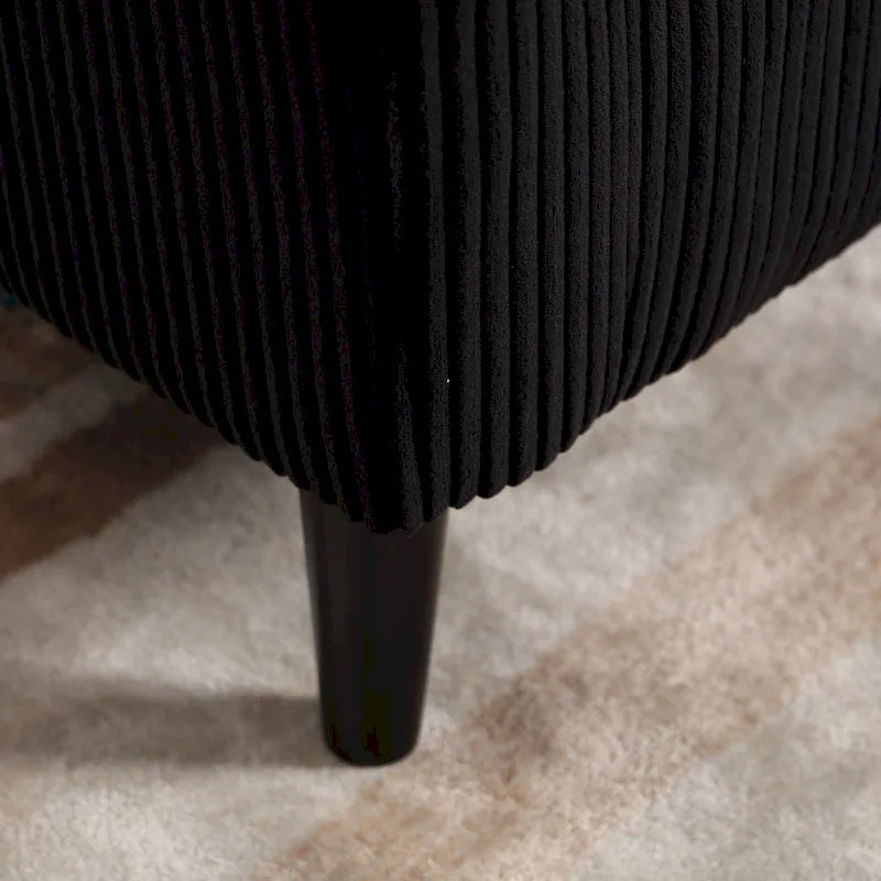 Modern Corduroy Barrel Chair with Wood Legs and Pillows