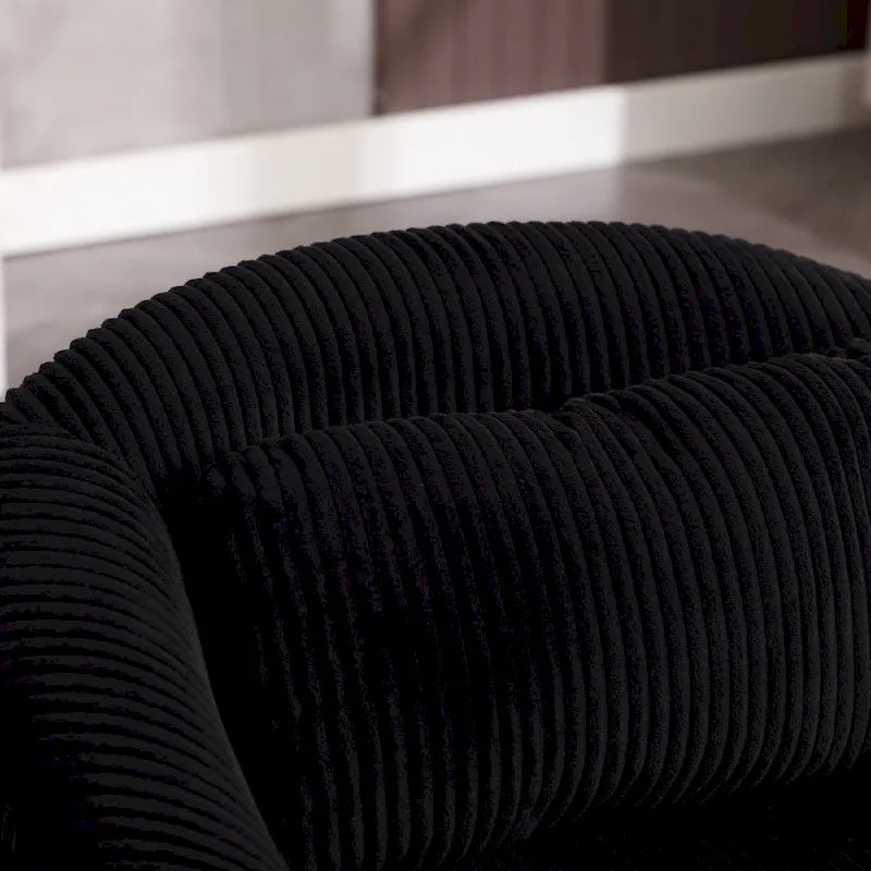 Modern Corduroy Barrel Chair with Wood Legs and Pillows