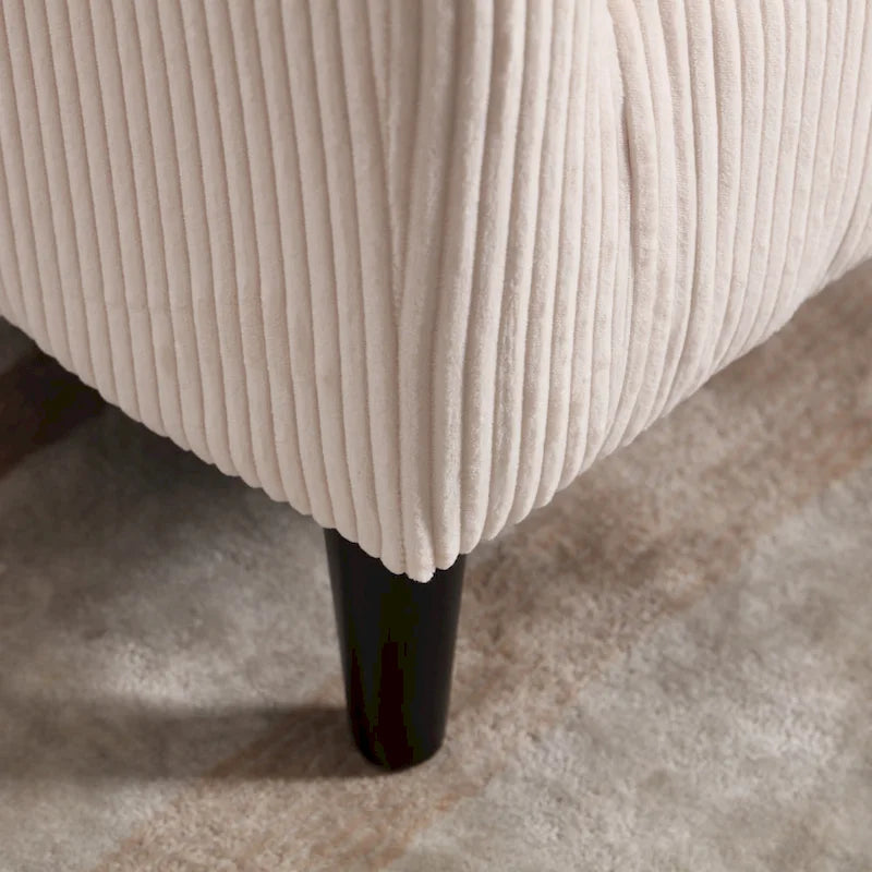 Modern Corduroy Barrel Chair with Wood Legs and Pillows