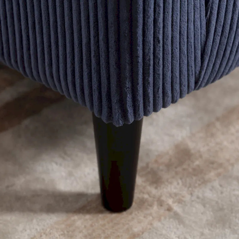 Modern Corduroy Barrel Chair with Wood Legs and Pillows
