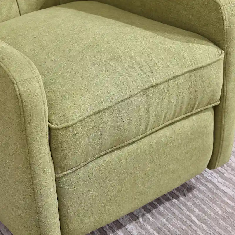 Olive Green Linen Swivel Glider Rocker Recliner with Button-Tufted Backrest and Footrest