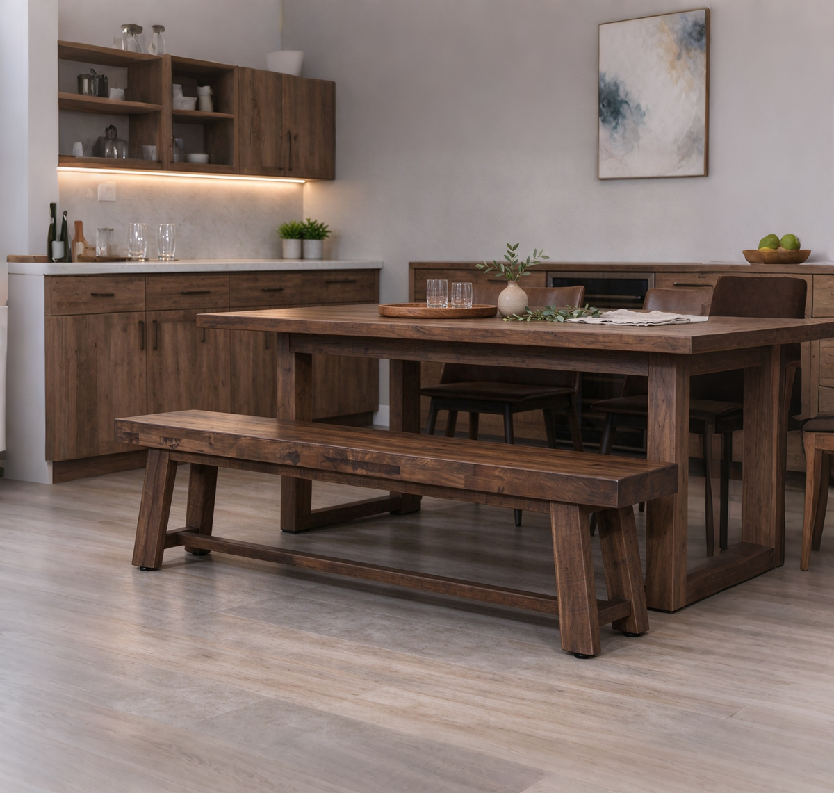 Banco decorativo de madera de mango, marrón medio