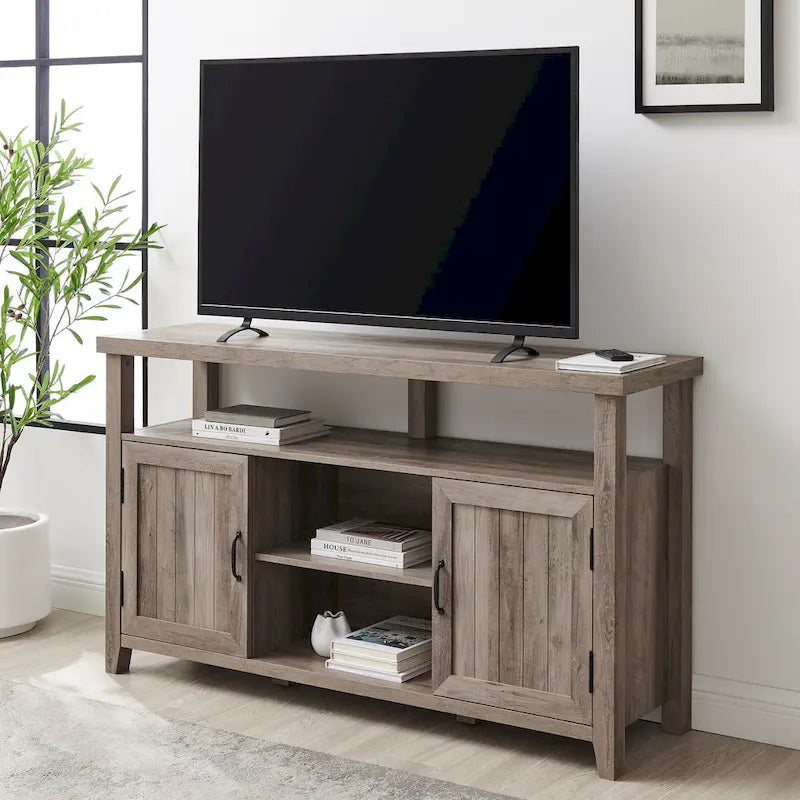 58-inch Grooved Door Highboy TV Stand