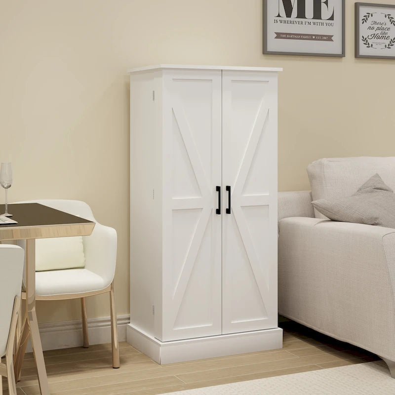 White LED Kitchen Pantry Cabinet