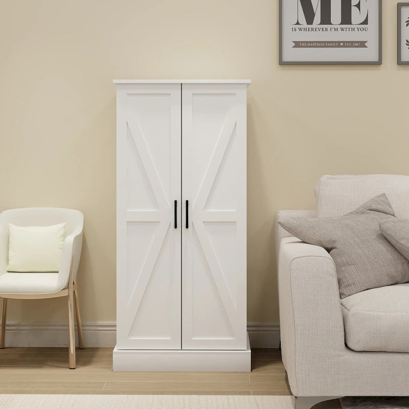 White LED Kitchen Pantry Cabinet