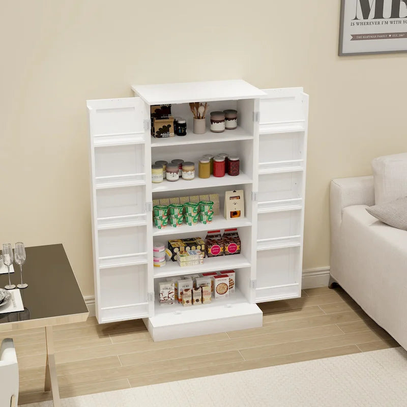 White LED Kitchen Pantry Cabinet