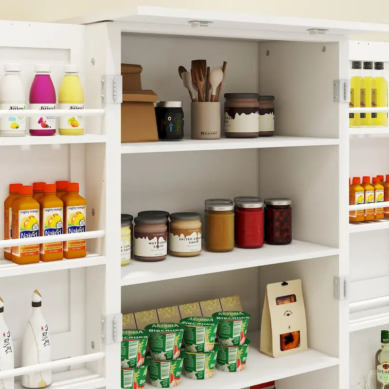 White LED Kitchen Pantry Cabinet