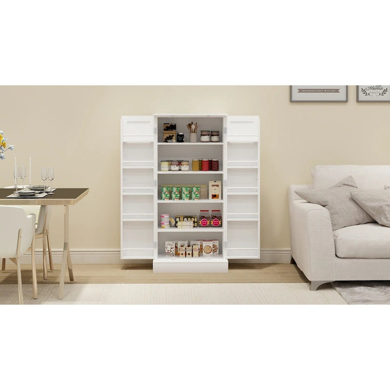 White LED Kitchen Pantry Cabinet