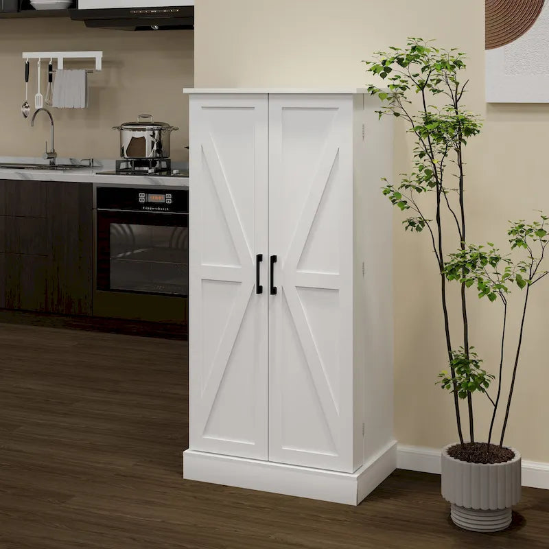 White LED Kitchen Pantry Cabinet