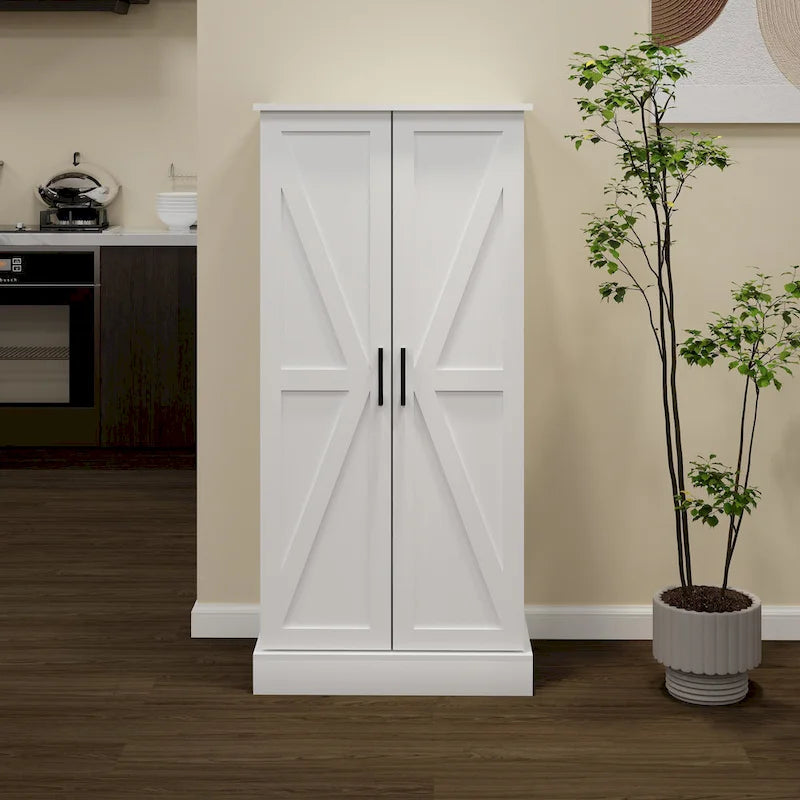 White LED Kitchen Pantry Cabinet
