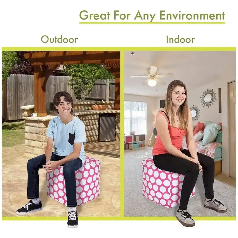 Polka Dot Indoor Ottoman Pouf Cube