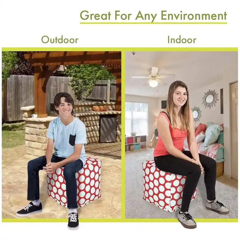 Polka Dot Indoor Ottoman Pouf Cube
