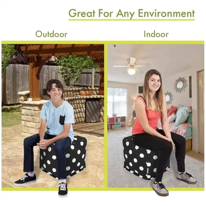 Polka Dot Indoor Ottoman Pouf Cube
