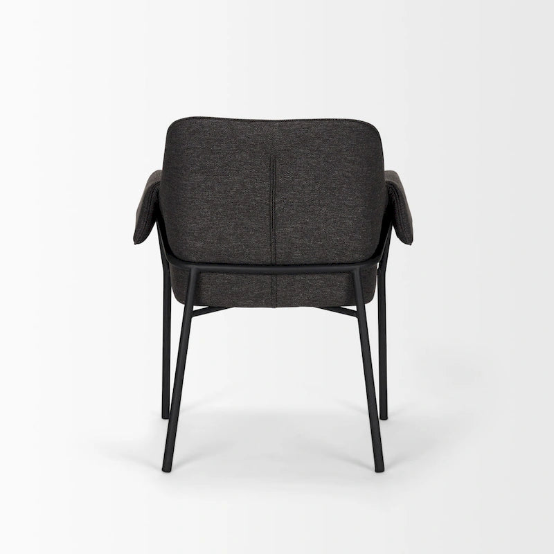 Dining Chair with Cream Boucle Fabric and Matte Black Metal Legs