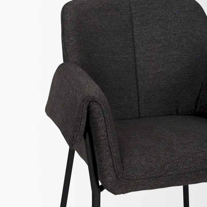Dining Chair with Cream Boucle Fabric and Matte Black Metal Legs
