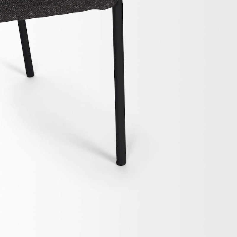 Dining Chair with Cream Boucle Fabric and Matte Black Metal Legs