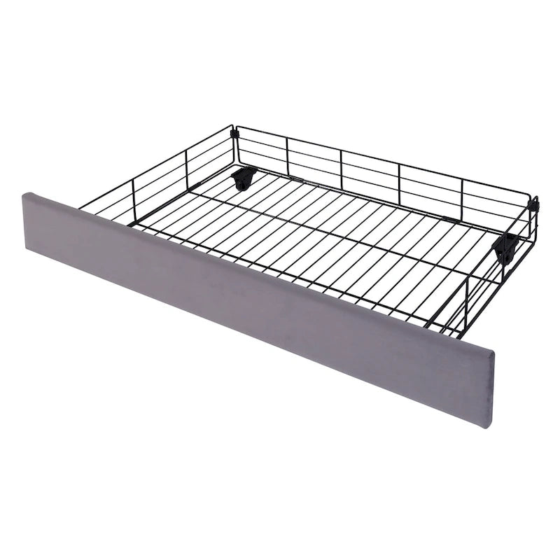 Queen Upholstered Platform Bed with LED Lights and Four Storage Drawers