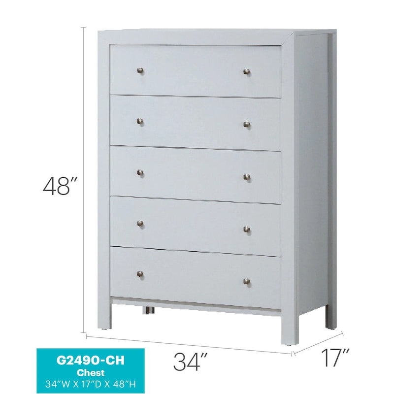 Burlington 5 Drawer Chest of Drawers (34 in L. X 17 in W. X 48 in H)