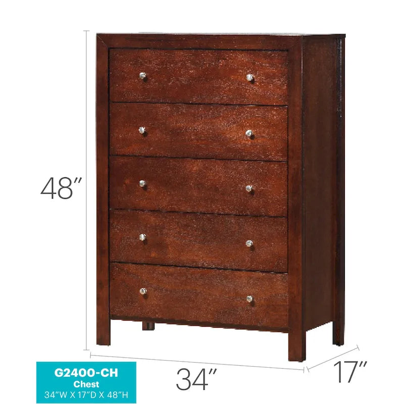 5 Drawer Chest of Drawers (34 W x 17 D x 48 H in)