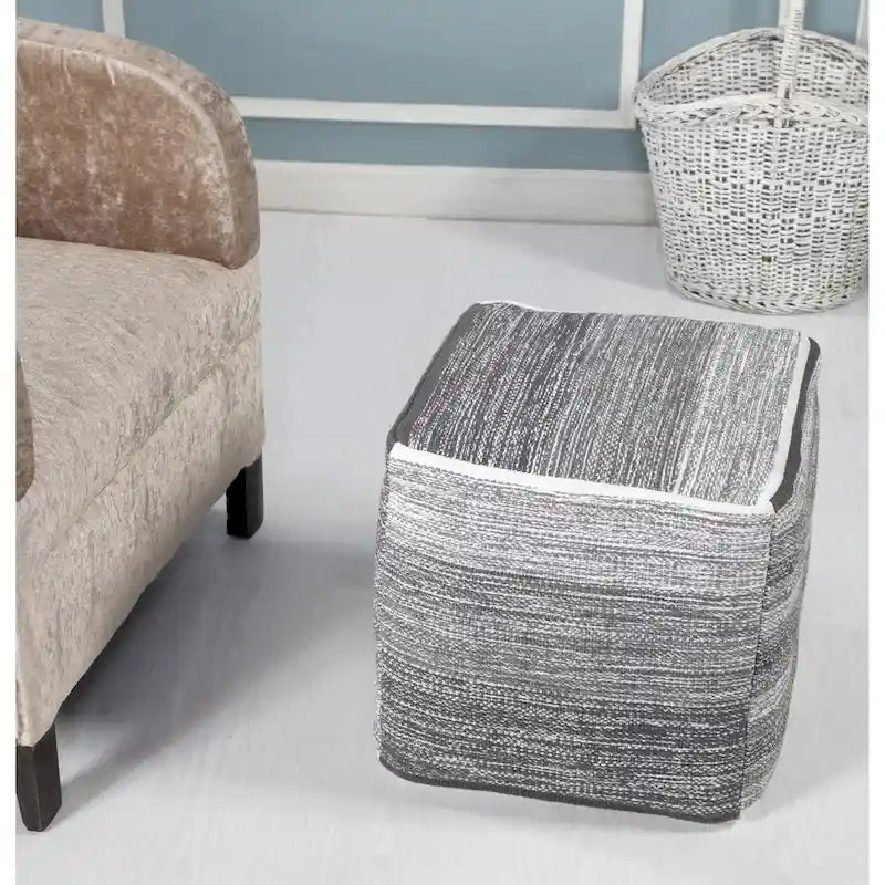 Sevita Distressed Gradation Grey Pouf Ottoman