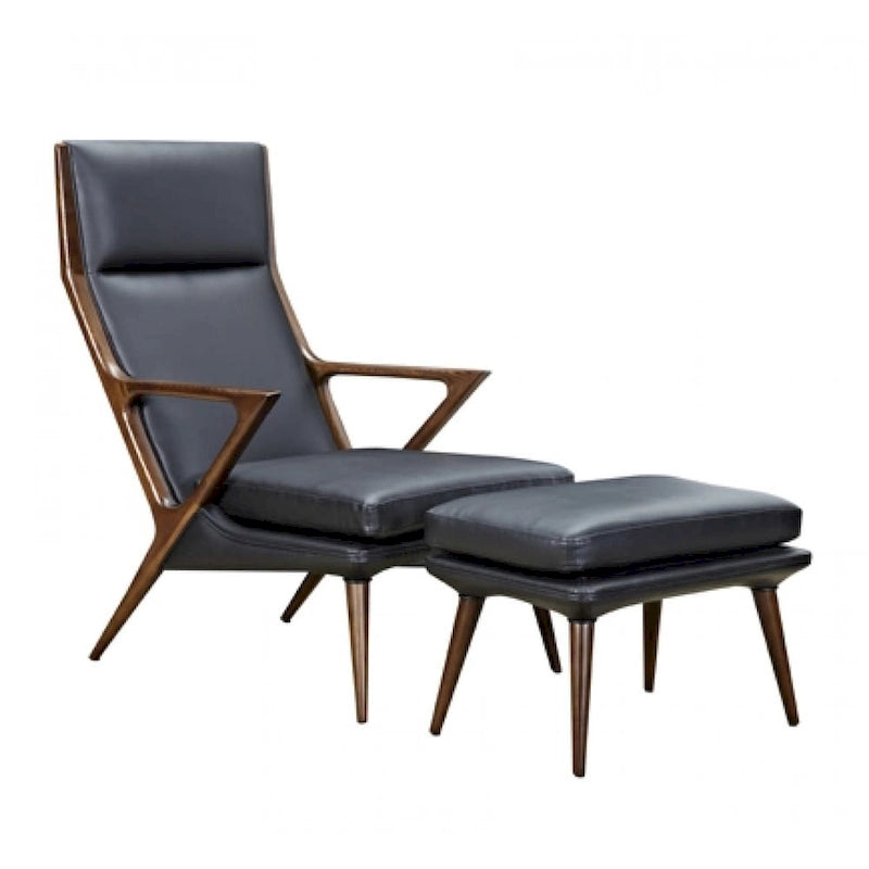 Modern Black Lounge Chair & Ottoman